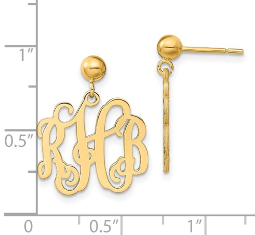 Monogram Post Dangle Earrings